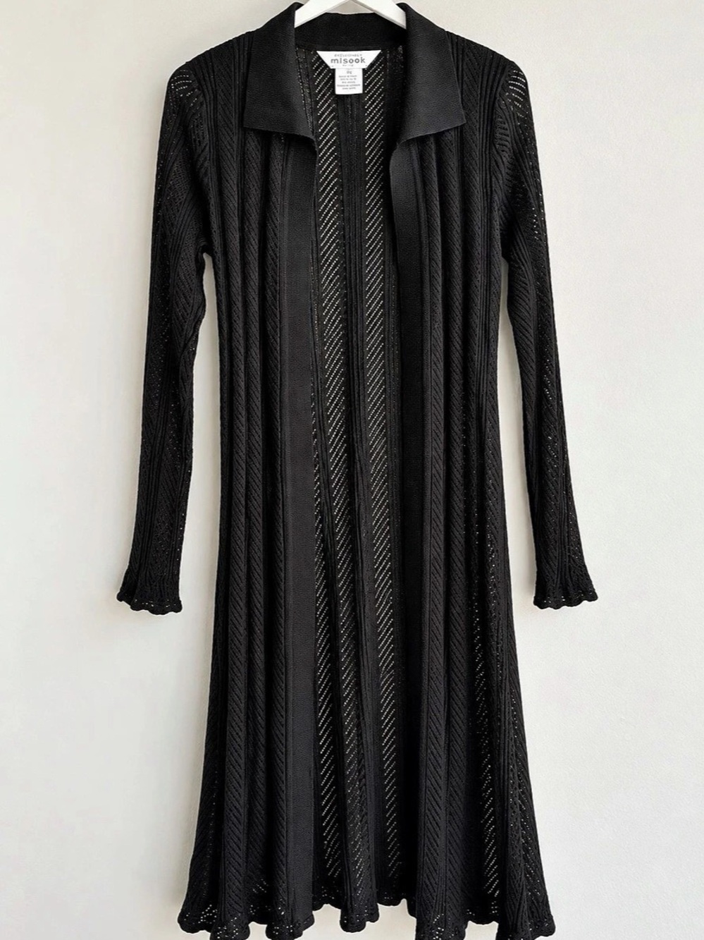 Exclusively Misook Brown Open Knit Long Cardigan Duster XS